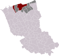 Dunkerquen sijainti Dunkerquen piirikunnassa.