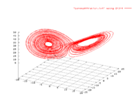 Butterfly graph: A 3D representation of 2900 points of the Lorenz attractor computed numerically using a fixed step size Runge-Kutta method.