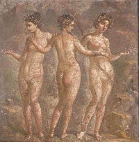 Die drei Chariten, auf einem Fresko in Pompeji (1. Jahrhundert)