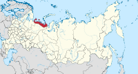 Kaart van de Nenets Autonome Okrug in Rusland.  