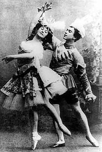 Nijinski și Anna Pavlova în Le Pavillon d'Armide