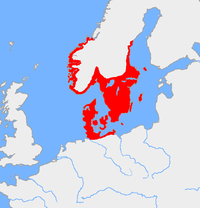 Kaart van de Noordse bronstijdcultuur, ca. 1200 v.Chr.  