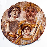 Severo Tondo , kuriame pavaizduotas Septimius Severas ir jo sūnūs