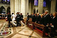 President Ronald Reagan's begrafenis in de kathedraal...