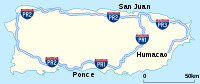 Puerto Riko tarpmiestinių kelių žemėlapis