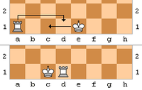 Las blancas enrocan en el flanco de dama. La imagen inferior muestra la posición de las blancas después del enroque.  