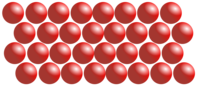 Een diagram van hoe moleculen in een vaste stof gerangschikt zijn.