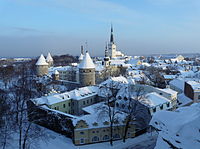 Scena invernale a Tallinn, Estonia, il giorno di Capodanno 2010.