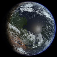 O concepție artistică a unei planete Marte terraformată (2009)  