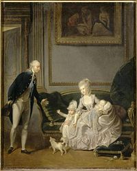 De hertog en hertogin van Chartres met een enfant Louis Philippe (kopie uit 1837 van het origineel uit 1776).