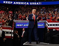 Trump na předvolebním mítinku v Orlandu na Floridě, červen 2019