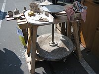 Klasické hrnčířské kopací kolo v Erfurtu, Německo  