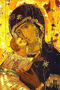 En afbildning af Jesus og Maria, Theotokos af Vladimir (12. århundrede).
