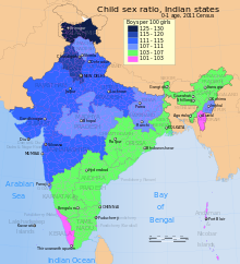 2011: Sex distribution in IndiaNumber of male babies up to 1 year of age in relation to 100 femaleMeghalaya : ≈ 104 ♂ to 100 ♀.