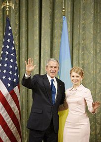 Incontro di Yulia Tymoshenko con il Presidente degli Stati Uniti George W. Bush il 1° aprile 2008