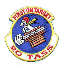 Snoopy in his role as a flying ace on a patch of the 20th Tactical Air Support Squadron of the USAF