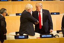 Johnson na stretnutí s prezidentom Donaldom Trumpom v OSN, október 2017