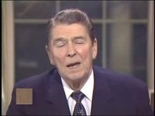 Media afspelen Reagan richtte zich tot de natie met betrekking tot de zaak en nam de volledige verantwoordelijkheid op zich, maart 1987.