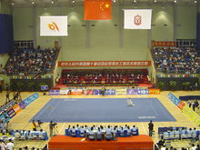 Een typische wushu-wedstrijd, hier vertegenwoordigd door de 10e All-China Games.