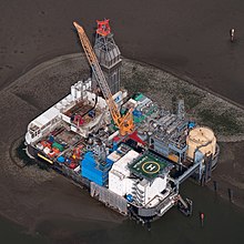 Only German drilling platform Mittelplate in the North Sea tidal flats