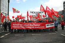 Participation of the party Die Linke in the large demonstration against nuclear power in Berlin