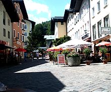 View of pedestrian zone at the market place of Berchtesgaden