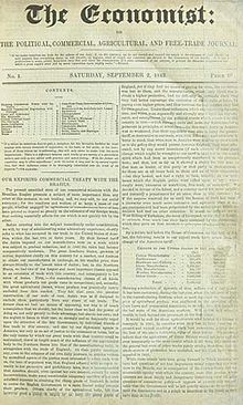 The front page of the Economist, September 2, 1843.
