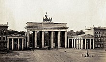 The Brandenburg Gate in the Kingdom of Prussia, around 1855