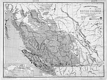 Map of British Columbia from 1873, showing the province's natural resources.