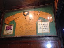 The jersey of David Campese, provided with autographs, in a Hong Kong bar.