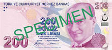 Bankovka 200 tureckých lír