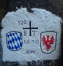 Bavaria-Tyrol border, rock mark near Kranzhorn