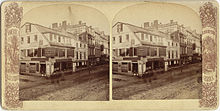 Obrázky budovy Starého rohového knihkupectví v 19. století  