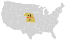O paralelo 40 define a fronteira entre Nebraska e Kansas