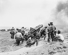 Artillery played a decisive role in the war effort: here a British 60-pounder cannon at Cape Helles, Gallipoli (1915)