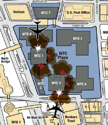 WTC area with the impact sites