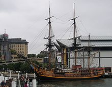 Een moderne replica (kopie) van de Bounty in Sydney  