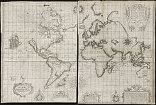 Een kaart van de aarde gemaakt in 1655