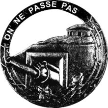 Badge of the fortress troops of the Maginot Line with the motto "On Ne Passe Pas" (loosely translated: "No way through")