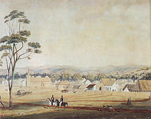 Adelaide, em 1839. A Austrália do Sul foi fundada como uma colônia livre, sem condenados.