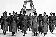 Hitler and entourage in front of the Eiffel Tower, 23 June 1940