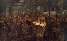 Adolph von Menzel: "The Iron Rolling Mill" (1872/75). The picture often serves as an illustration of the social catastrophe that industrialization meant for wage workers. This led to the development of philosophical theories that were to determine world history for 150 years.