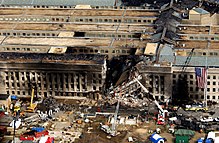 Impact damage at the Pentagon (photo taken on September 14, 2001)