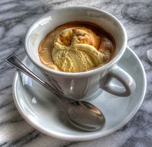 Affogato, espresso with vanilla ice cream
