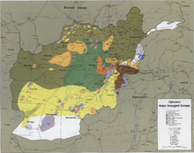Resistance groups against Soviet troops in 1985; army green shows positions of Jamiat-i Islami, to which Massoud belonged. The Shura-e Nazar, led by Massoud from 1984, included many Jamiat positions, as well as those of other groups, and controlled the supply routes needed by Soviet troops through the Hindu Kush and on the border with the Soviet Union.