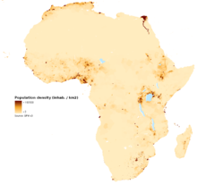 Population density in Africa (2005)
