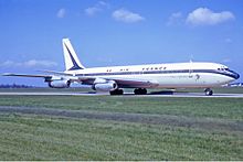 Boeing 707-328 Air France na lotnisku Hannover-Langenhagen w 1972 r.