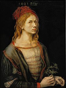Albrecht Dürer legkorábbi festett önarcképe (1493), olaj, eredetileg pergamenre festett Louvre, Párizs