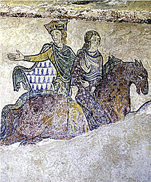 Wall painting of the 13th century. The figure on the left represents Eleonore, the one on the right is possibly her daughter Johanna.