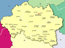 Mapa Allier.  
